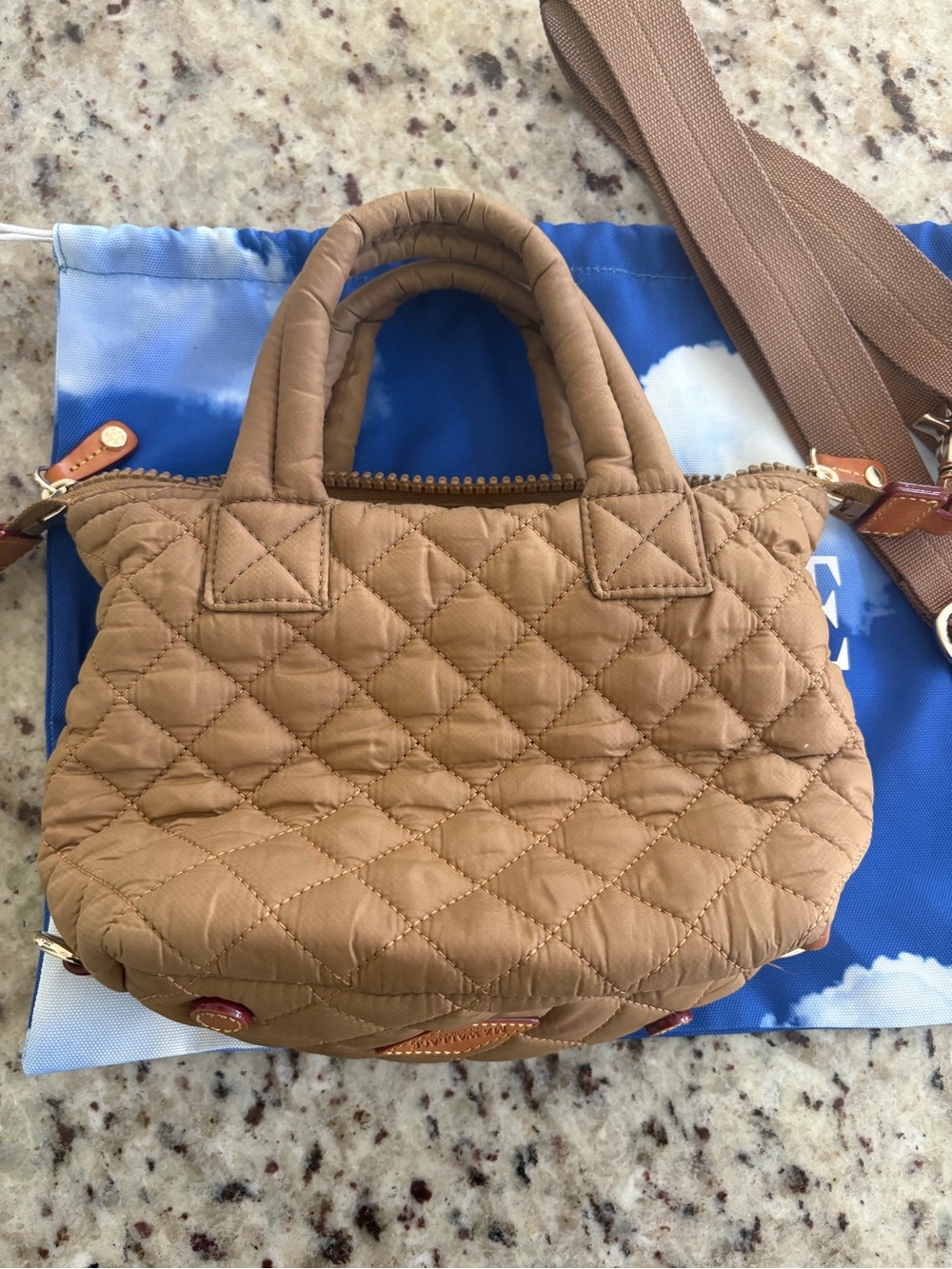 MZ Wallace Micro Sutton Quilted Crossbody Bag Caramel - Picture 9 of 16